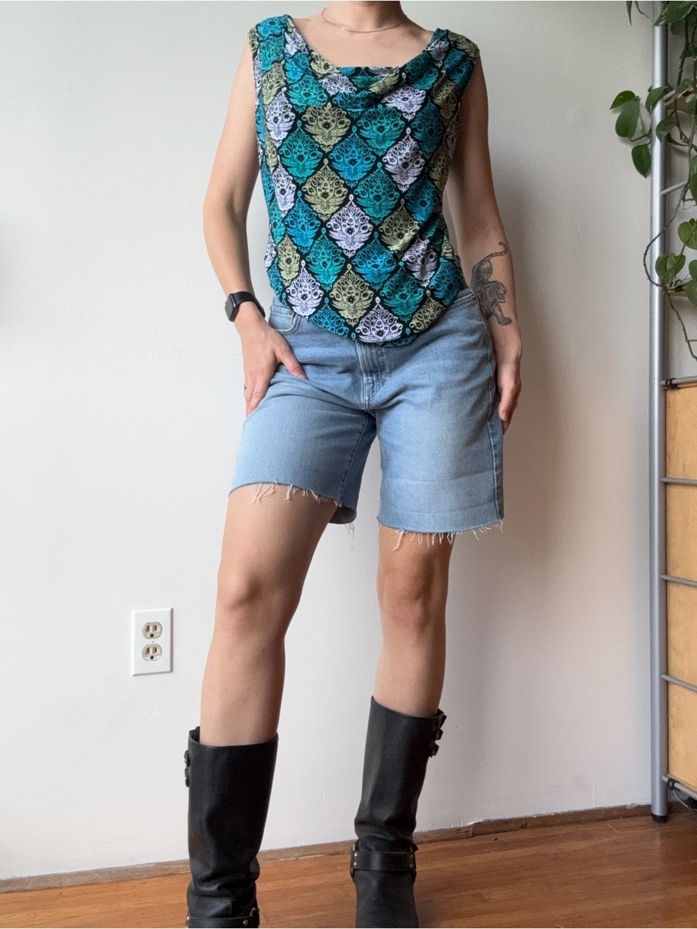 Vintage blue paisley sleeveless top
